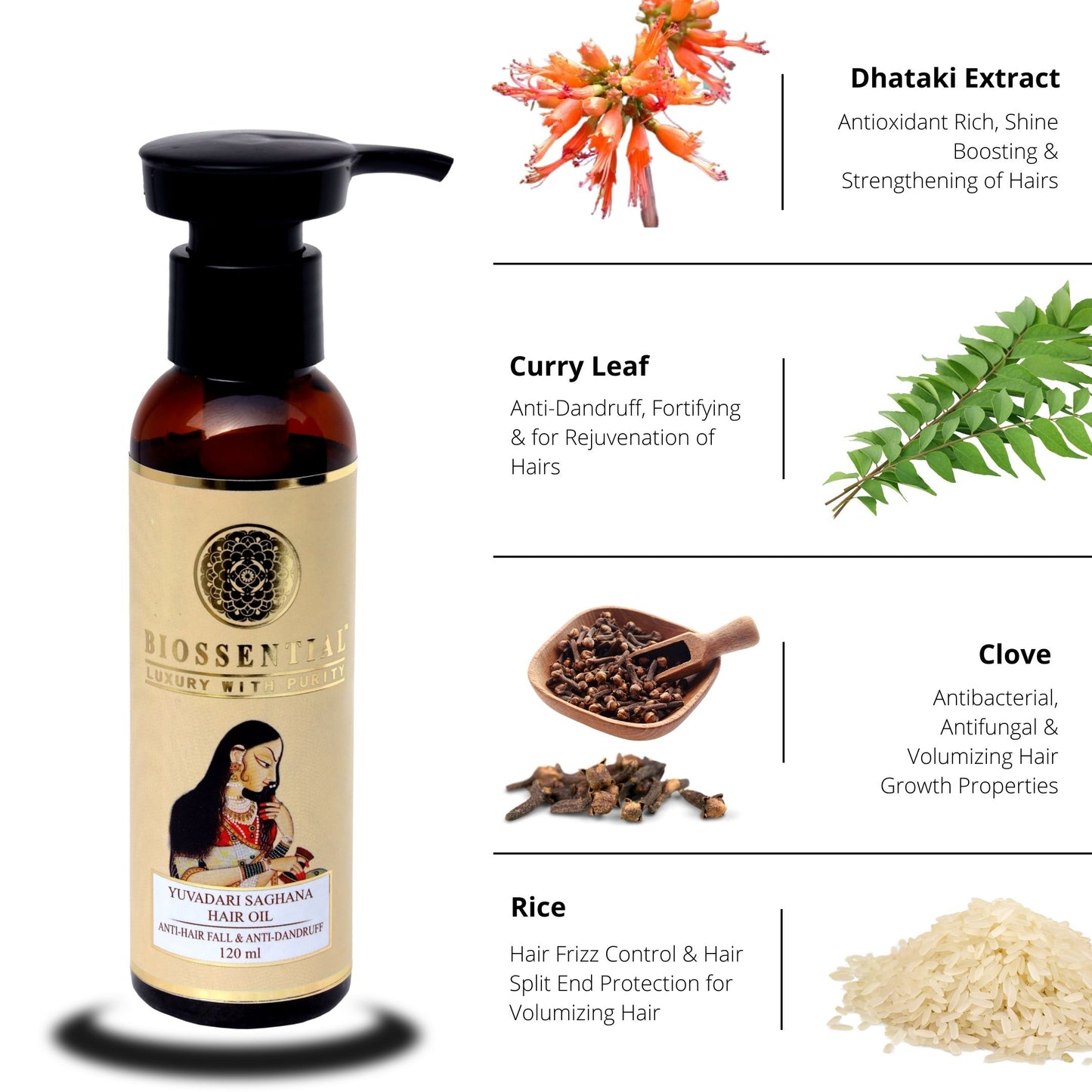 Biossential Saghana Hair Oil for Anti-Hair Fall & Anti-Dandruff