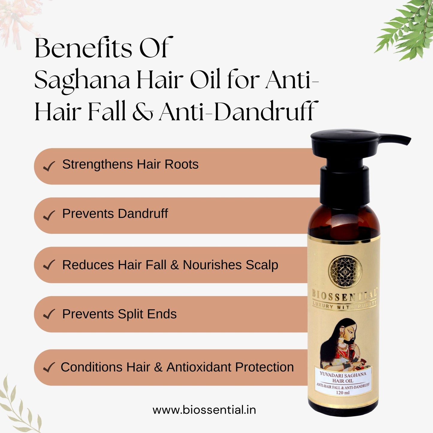 Biossential Saghana Hair Oil for Anti-Hair Fall & Anti-Dandruff
