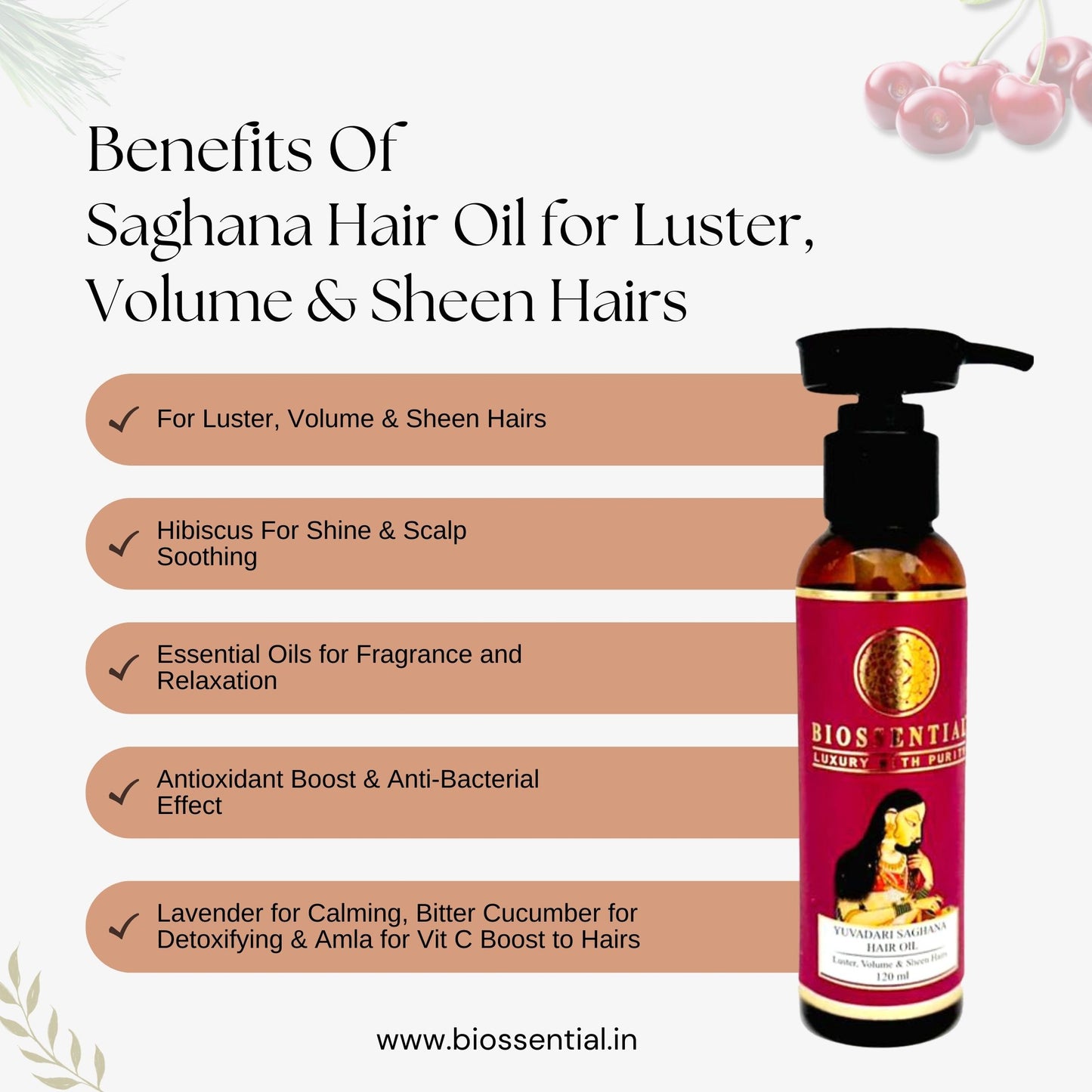 Biossential Saghana Hair Oil for Luster, Volume & Sheen Hairs