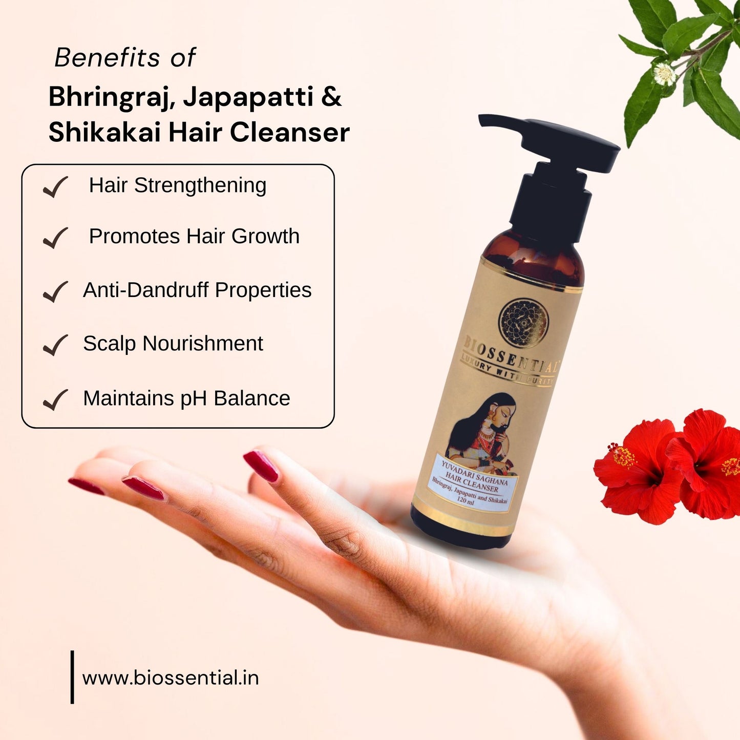 Biossential Saghana Bhringraj, Japapatti  & Shikakai Hair Cleanser