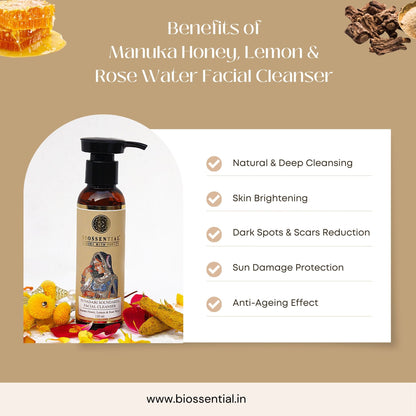 Manuka Honey, Lemon and Rose Water Biossential Face Cleanser